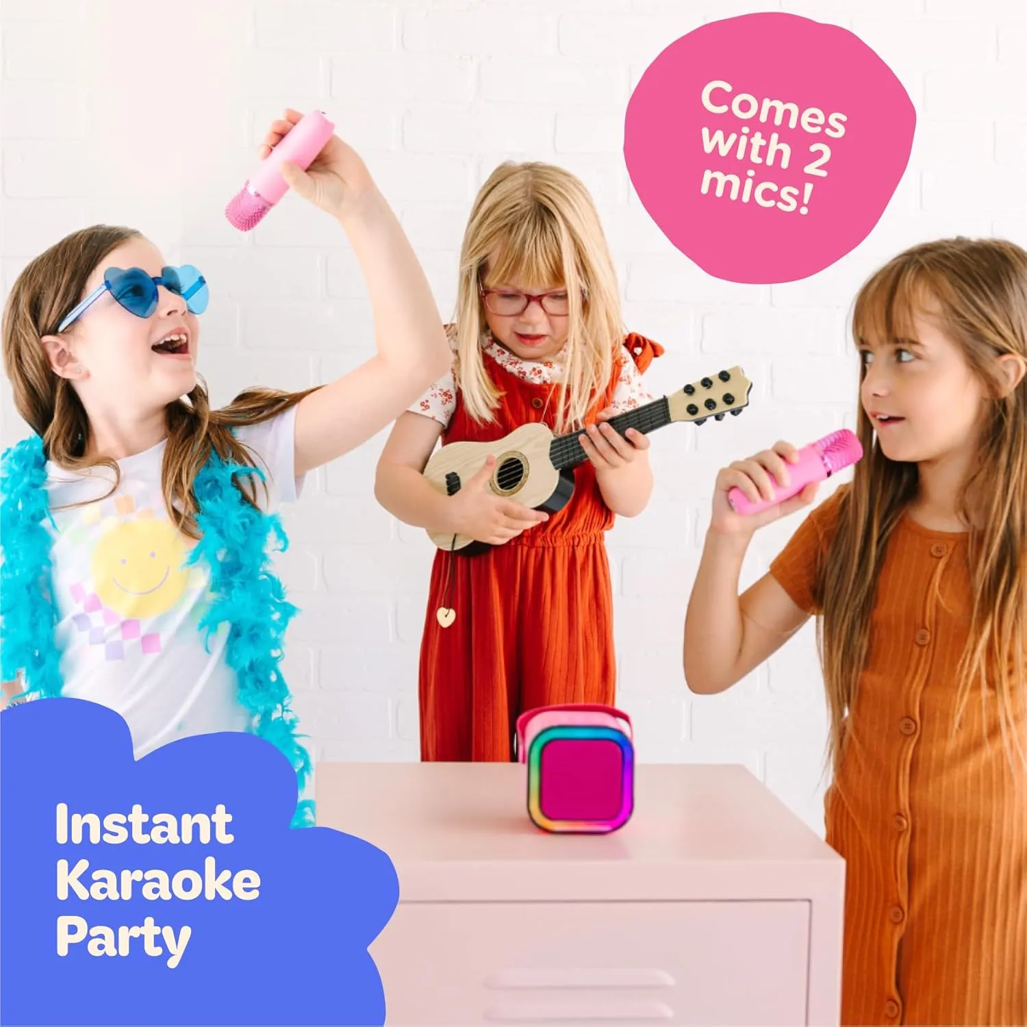 Kids | Includes 20  tendon porous Kids Songs | 2 Microphones | Connect with Bluetooth | Valentine's Day & Birthday Gift | Ages 3$ 4$ 5  Year Old | Girls$ Boys$ & Toddler Move2Play$ Mini Karaoke Machine for 