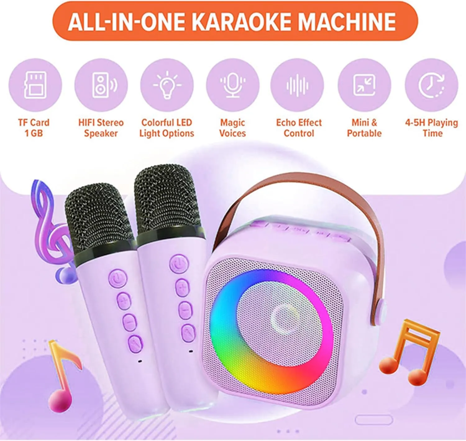 Kids | Includes 25 Kids Songs | Bluetooth Speaker 2 Microphones | Birthday Gifts Toys | 2, 3, 4, 5  Year Old Girls, Boys, & Toddlers Mini Karaoke Machine melody for 