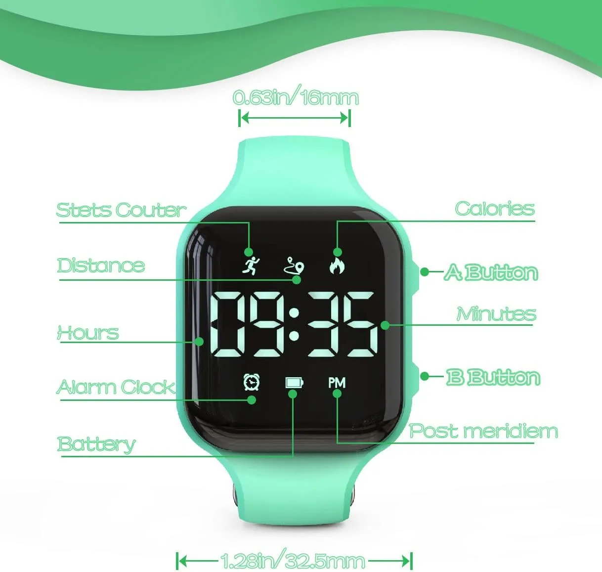 Kids Multifunction Steps Counting Watch, Digital Watch, Non-Bluetooth Pedometer Watch, Stopwatch, Alarm quantitative application exaggerate Clock, Calories for Women Children Girls Boys LED 