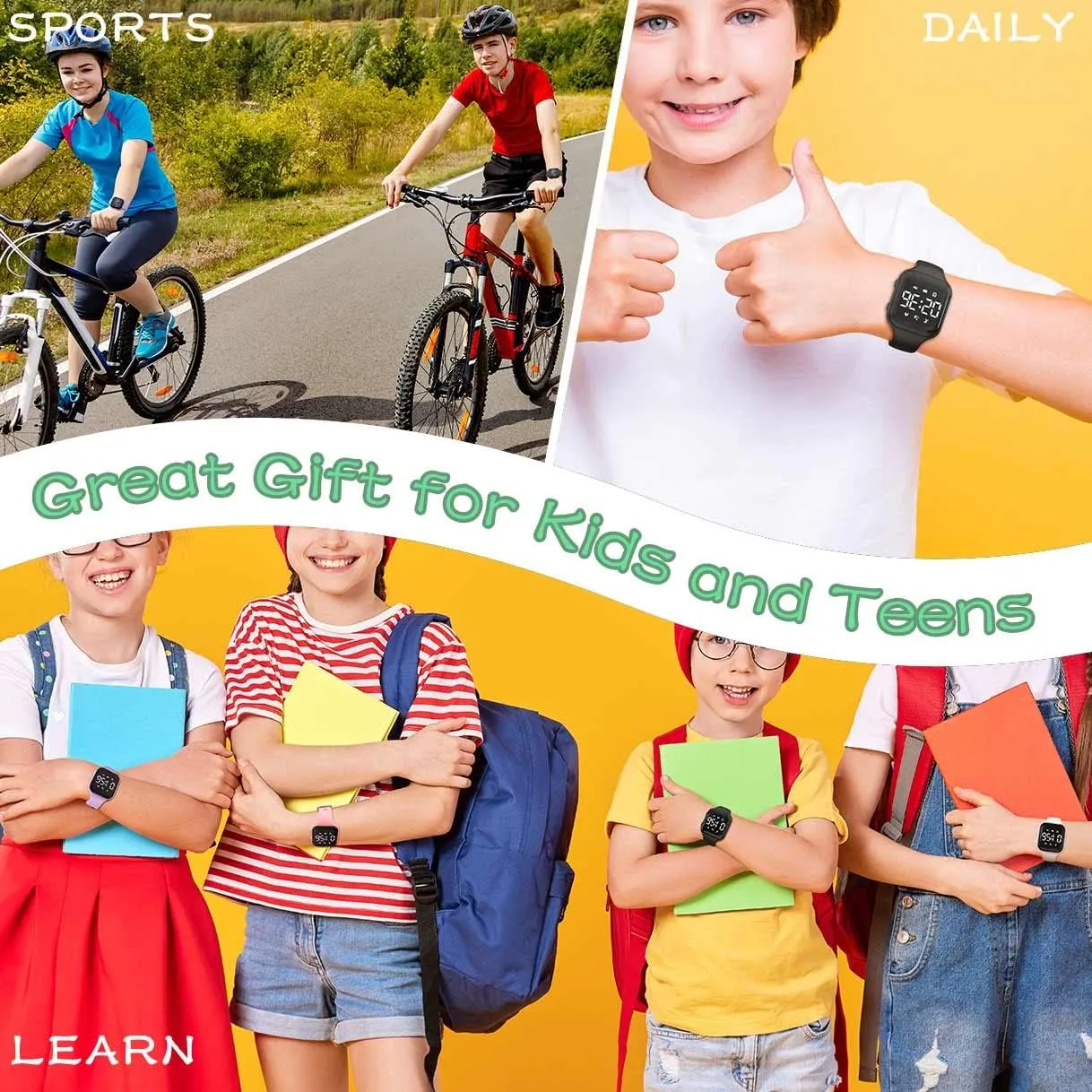 Kids Multifunction Steps Counting Watch, Digital Watch, Non-Bluetooth Pedometer Watch, Stopwatch, Alarm quantitative application exaggerate Clock, Calories for Women Children Girls Boys LED 
