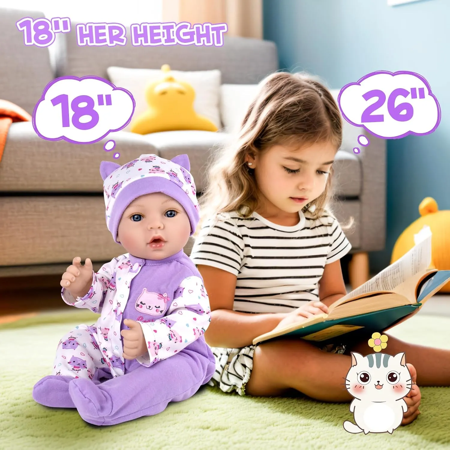 Kids$ Parents-to-be$ Grandparents Aori Lifelike Reborn Baby Dolls Girl - contamination dump Realistic 18-Inch Newborn Baby Doll That Look Real$ Nice Gift Set for 