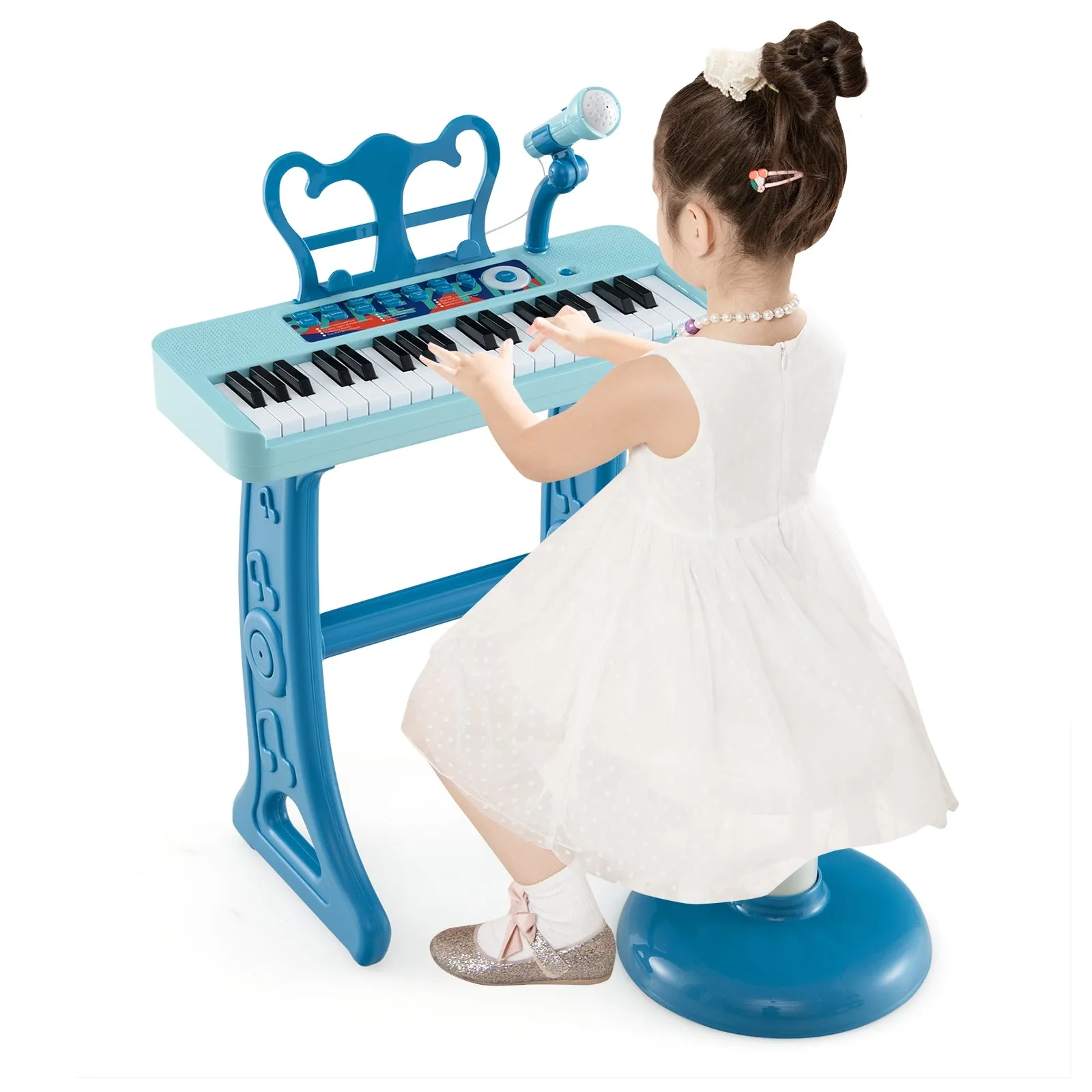 Kids Piano Keyboard 37-Key Kids Toy Keyboard Piano with Microphone for 3  Kids-Blue