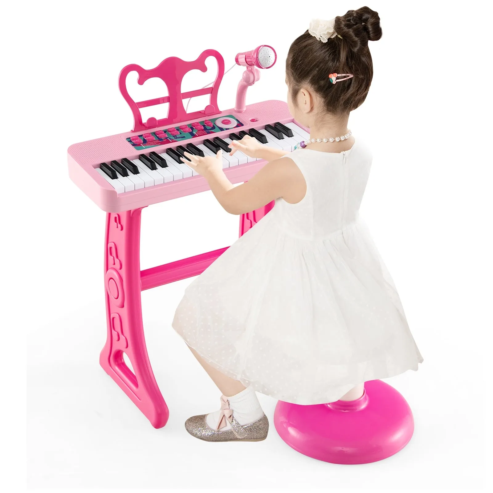 Kids Piano Keyboard 37-Key Kids Toy Keyboard Piano with Microphone for 3  Kids-Pink