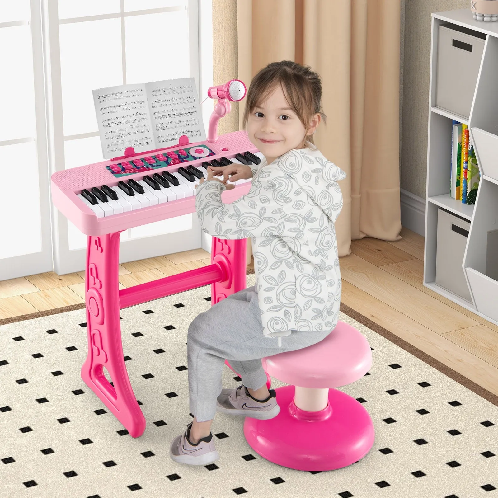 Kids Piano Keyboard 37-Key Kids Toy Keyboard Piano with Microphone for 3  Kids-Pink