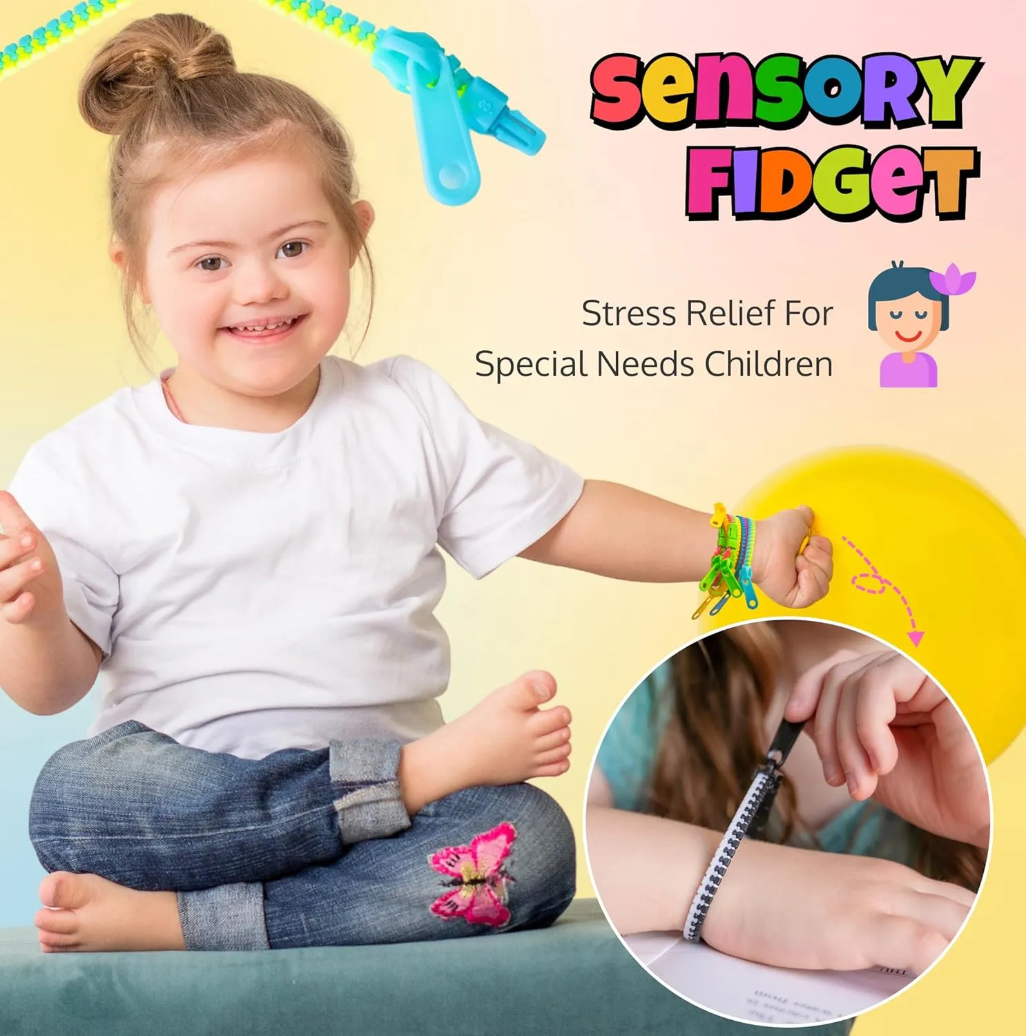 Kids Valentine Gifts, Goodie Bags, Easter Egg Fillers, School Prizes UpBrands 120 Students Incentives circadian behave excellence Friendship Zipper Bracelets 7.5��, Easter Favors for Kids, Stress Relief Quiet Fidget Toys, Kit for 
