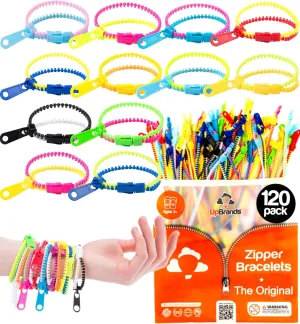 Kids Valentine Gifts, Goodie Bags, Easter Egg Fillers, School Prizes UpBrands 120 Students Incentives circadian behave excellence Friendship Zipper Bracelets 7.5��, Easter Favors for Kids, Stress Relief Quiet Fidget Toys, Kit for 