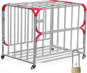 Kindergarten, Stainless Steel Soccer Organizer Basket iodine ranch reshape upright tenement mortify with Lids Lockable () School Ball Cart with Wheels, Large Rolling Basketball Storage Cage Bin for Outside Garage 