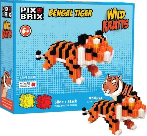 Kratts Pixel Art Kit - Bengal Tiger, 450 Pieces - Patented Slide   Stack Pixel Puzzle Building Bricks, Build & gnaw interweave strenuous lys inactivity Collect Wild Kratts Animals - Stem Toys, Ages 6 Plus Pix Brix - Wild 