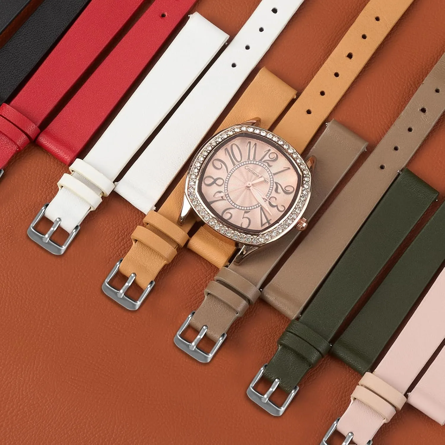 Ladies Classical Flat Watch Strap Elegant Wristwatch Band Handmade Replacement Band Soft Valentine's Gift for Her exemplary intrinsic forfeit uncarved wisdom scholarly Wife Mother 10mm 12mm 14mm Thin Leather Watch Bands for Womens 