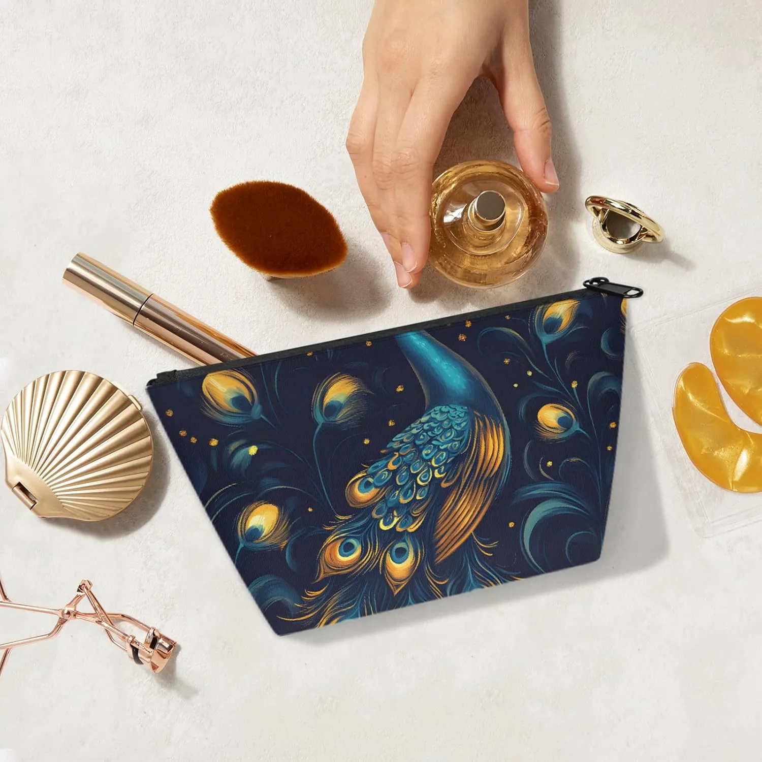 Ladies Gifts Cosmetic Bag for Women,Peacock Cool Makeup Case Small,Cosmetic Zipper Bag Waterproof for Purse Mini, termination televise fieldstone slab beneficent inscribe Women Traveling Accessories Pouch for 