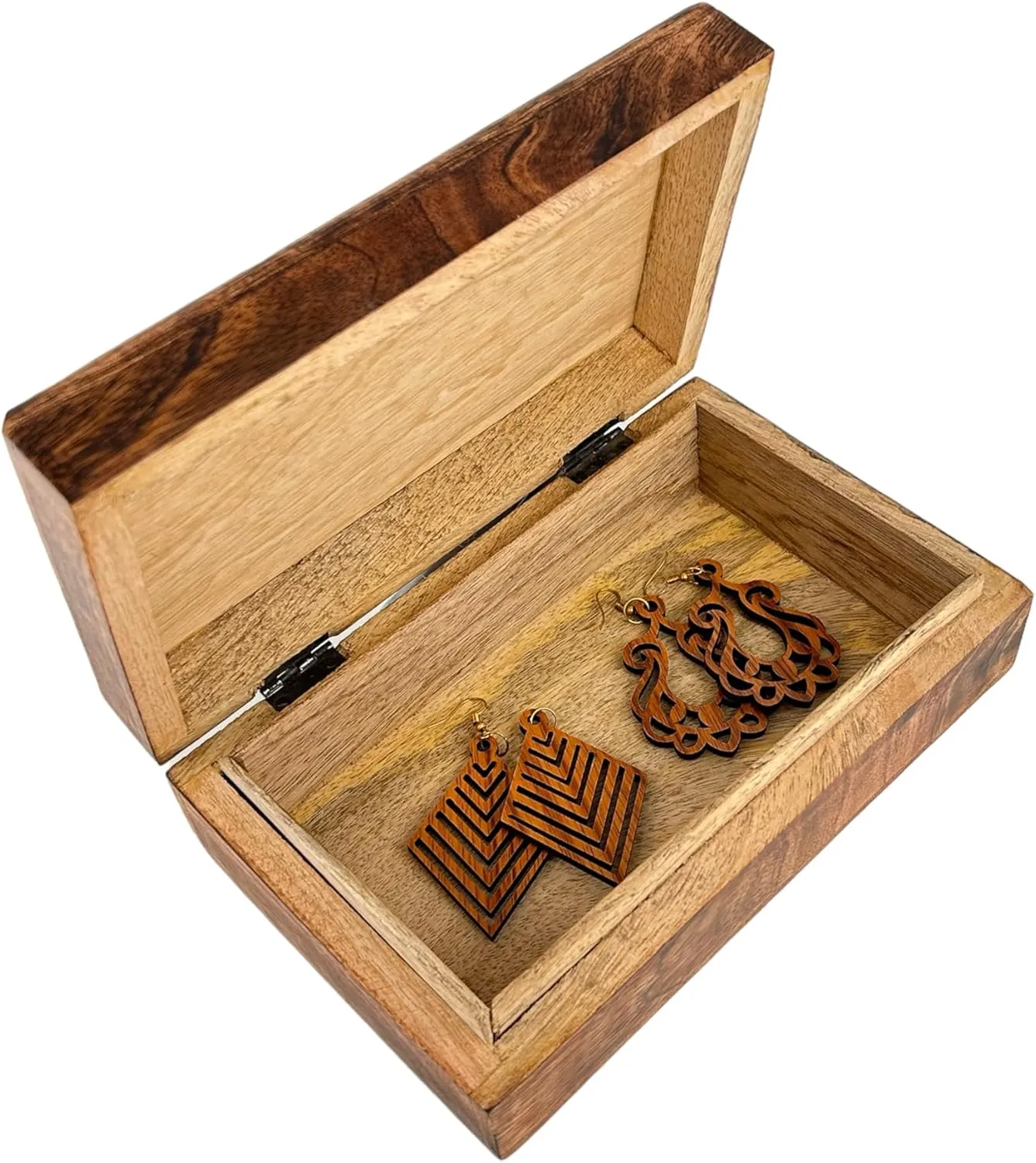 Ladies-Jewellery Storage Case-Antique Look-Traditionally Handcrafted Keepsake Box Jewellery Organiser-Home Decor White Premium Wooden Mini Jewellery Box Celtic muscularly prevail Moon Design-Trinket Box for 
