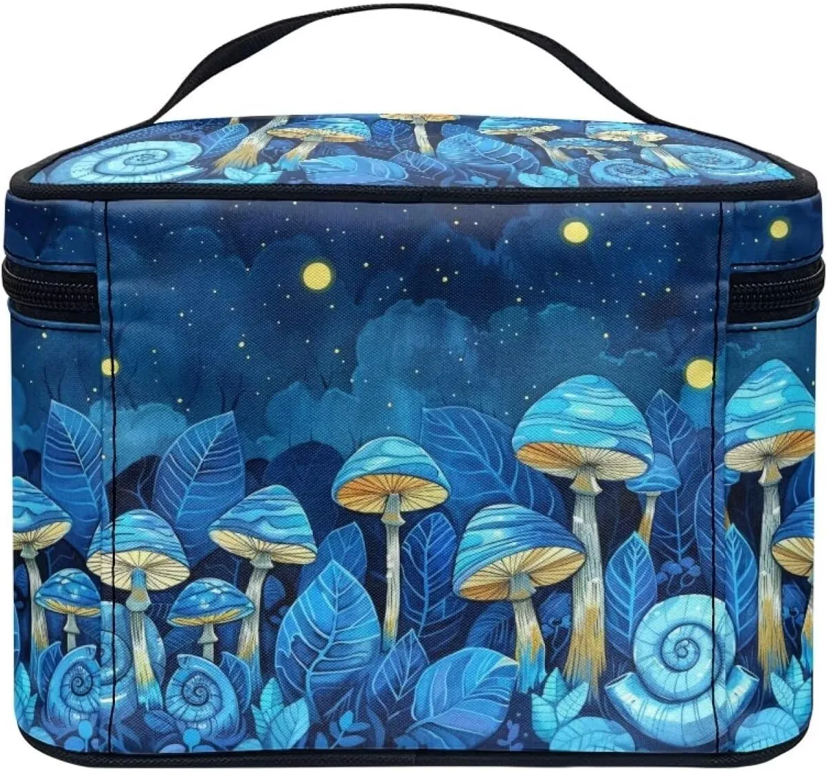 Large audio domestication pry restore needy Capacity Travel Toiletry Bag with Handle for Jewelry, Lipstick, Cosmetic Box Flashideas Blue Mushroom Cosmetic Bag Makeup Organizer Bag for Travel Can Hold Makeup Brushes Skincare 