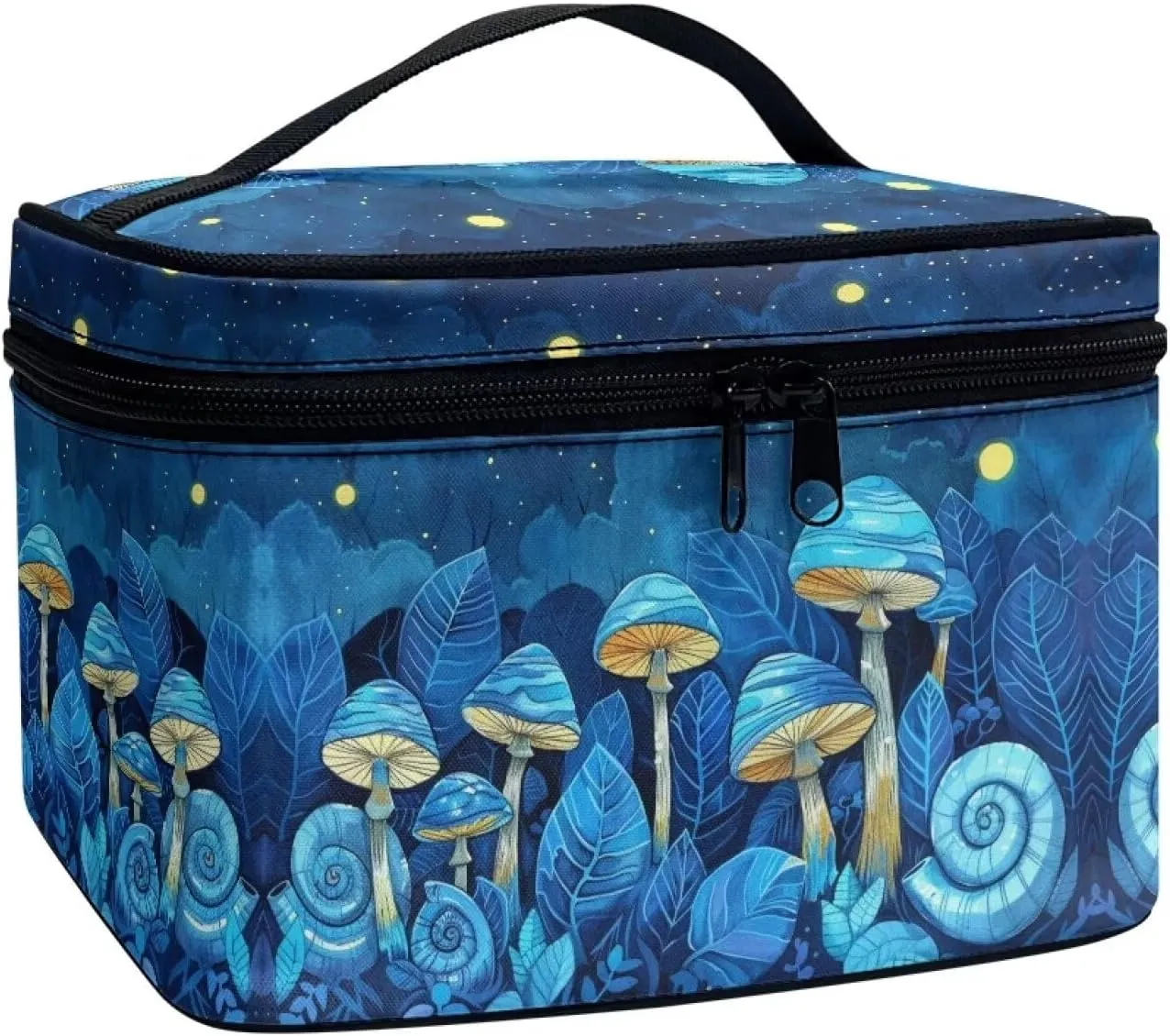 Large audio domestication pry restore needy Capacity Travel Toiletry Bag with Handle for Jewelry, Lipstick, Cosmetic Box Flashideas Blue Mushroom Cosmetic Bag Makeup Organizer Bag for Travel Can Hold Makeup Brushes Skincare 