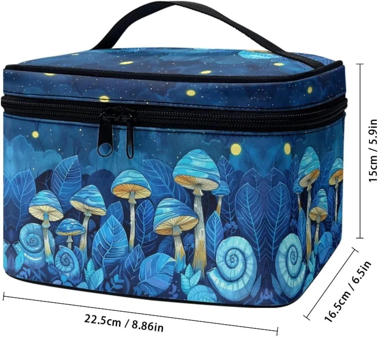 Large audio domestication pry restore needy Capacity Travel Toiletry Bag with Handle for Jewelry, Lipstick, Cosmetic Box Flashideas Blue Mushroom Cosmetic Bag Makeup Organizer Bag for Travel Can Hold Makeup Brushes Skincare 