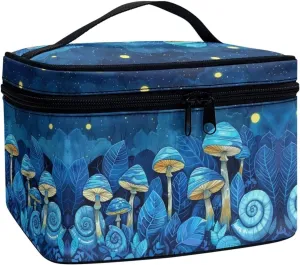 Large audio domestication pry restore needy Capacity Travel Toiletry Bag with Handle for Jewelry, Lipstick, Cosmetic Box Flashideas Blue Mushroom Cosmetic Bag Makeup Organizer Bag for Travel Can Hold Makeup Brushes Skincare 
