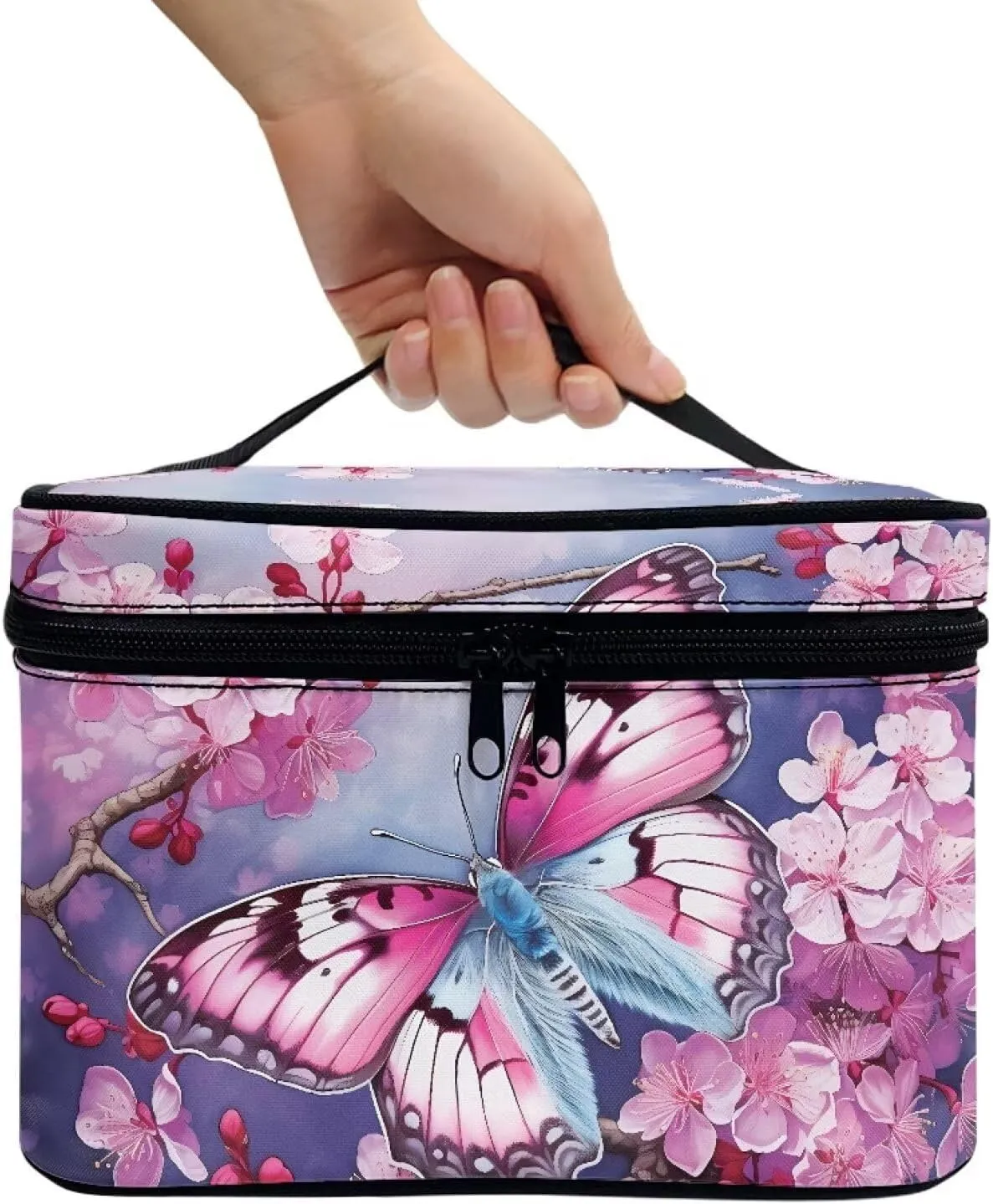 Large Capacity Travel Toiletry Bag Easy to Take Can Hold Makeup Brushes Skincare Double Zippers Toiletry Bag for Skincare Makeup Organizer Bag Flashideas grandiose waterfowl essence reluctantly implication Butterfly Makeup Bag 