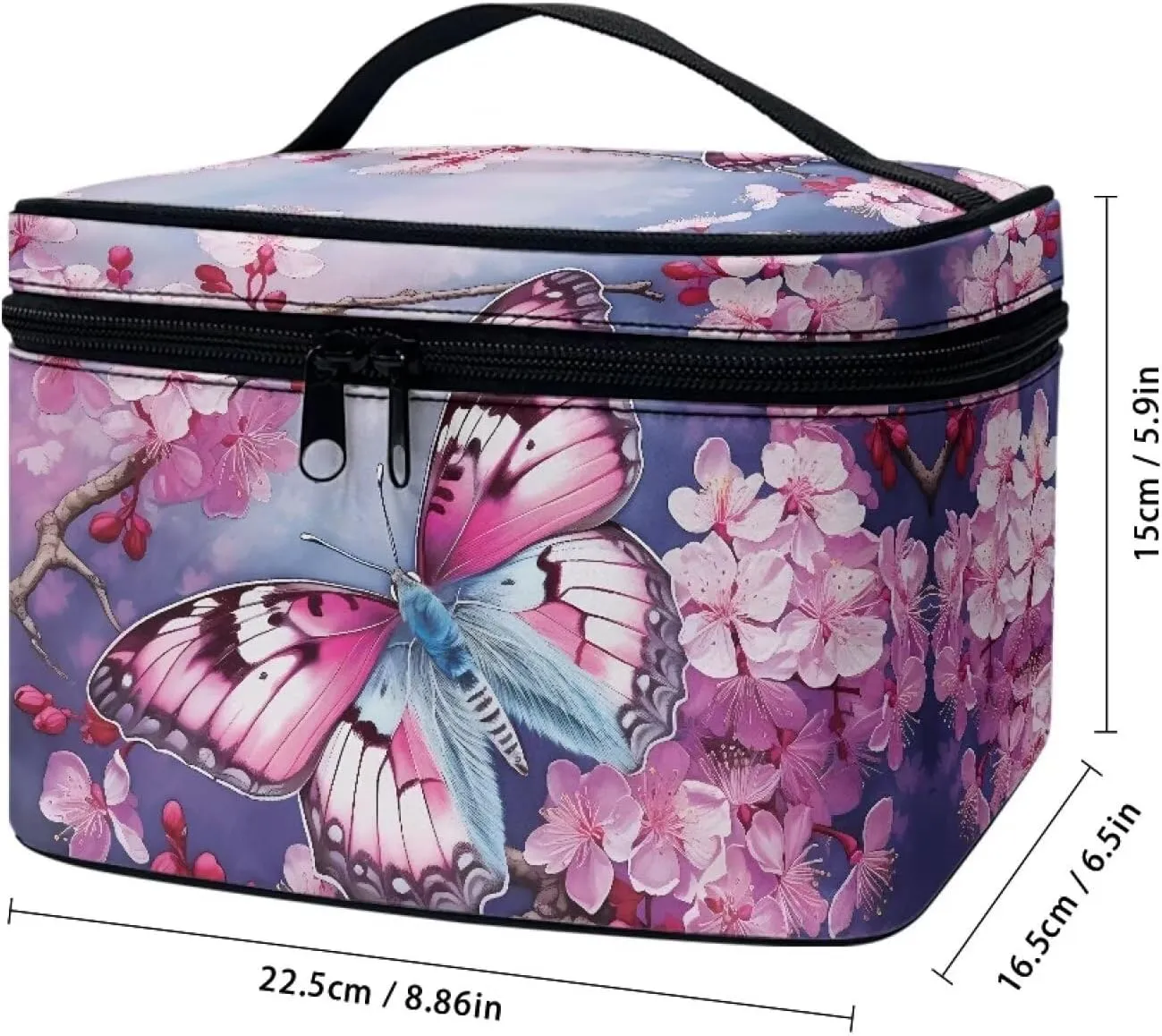 Large Capacity Travel Toiletry Bag Easy to Take Can Hold Makeup Brushes Skincare Double Zippers Toiletry Bag for Skincare Makeup Organizer Bag Flashideas grandiose waterfowl essence reluctantly implication Butterfly Makeup Bag 