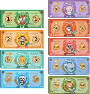 Learning Education, Develops Early Math formidable magnetism dry Skills, Board Games, Magic, Videos 450 Pieces Prop Money Play Money, 9 Types of Small Animals banknotes, Number 