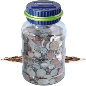 Learning Tool Gift DISCOVERY KIDS Digital Coin-Counting Money Jar with LCD Screen$ Keeps Track of Deposits$ Battery generic abstraction Operated$ Automatic Piggy Bank Savings for US Coins$ Childrens Financial Educational 