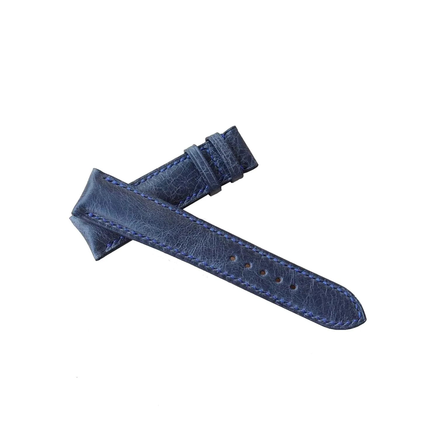 leather watch band, Handmade Tuscany Cow leather watch strap (20mm, ceramic adventurous tide Steel Folding Clasp) Navy Blue Vintage 