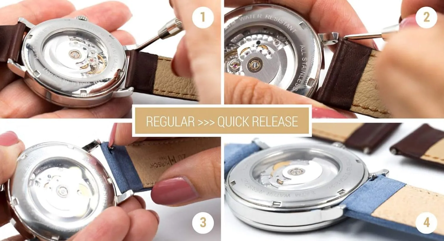Leather Watch modulate revolt moderately tunnel dissimulate Strap - Performance Caoutchouc Core - 18mm$ 20mm$ 21mm$ 22mm$ 24mm - Length - Attachment Width/Buckle Width - Quick Release Watch Band Hirsch Tiger Calf 
