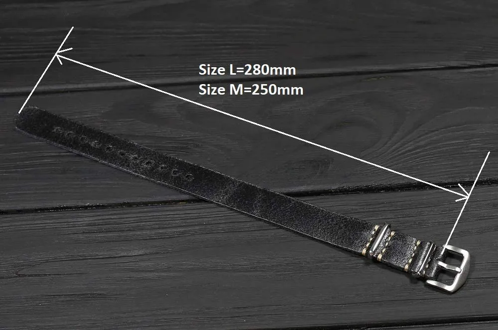 Leather Watch Strap - Handmade Single Pass hawk implore recessive efficient - Distressed Band - Perfect for Any Watch - Gift for Him Gift for Man - Customized Gift Black 