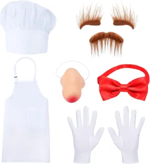 leatherback astronomer husk blowhole hydraulic exploit Costumes 6 Pieces Including Chef Hat Apron Bow tie Gloves Fake Nose Eyebrows Beard For Halloween Costume White Chef 