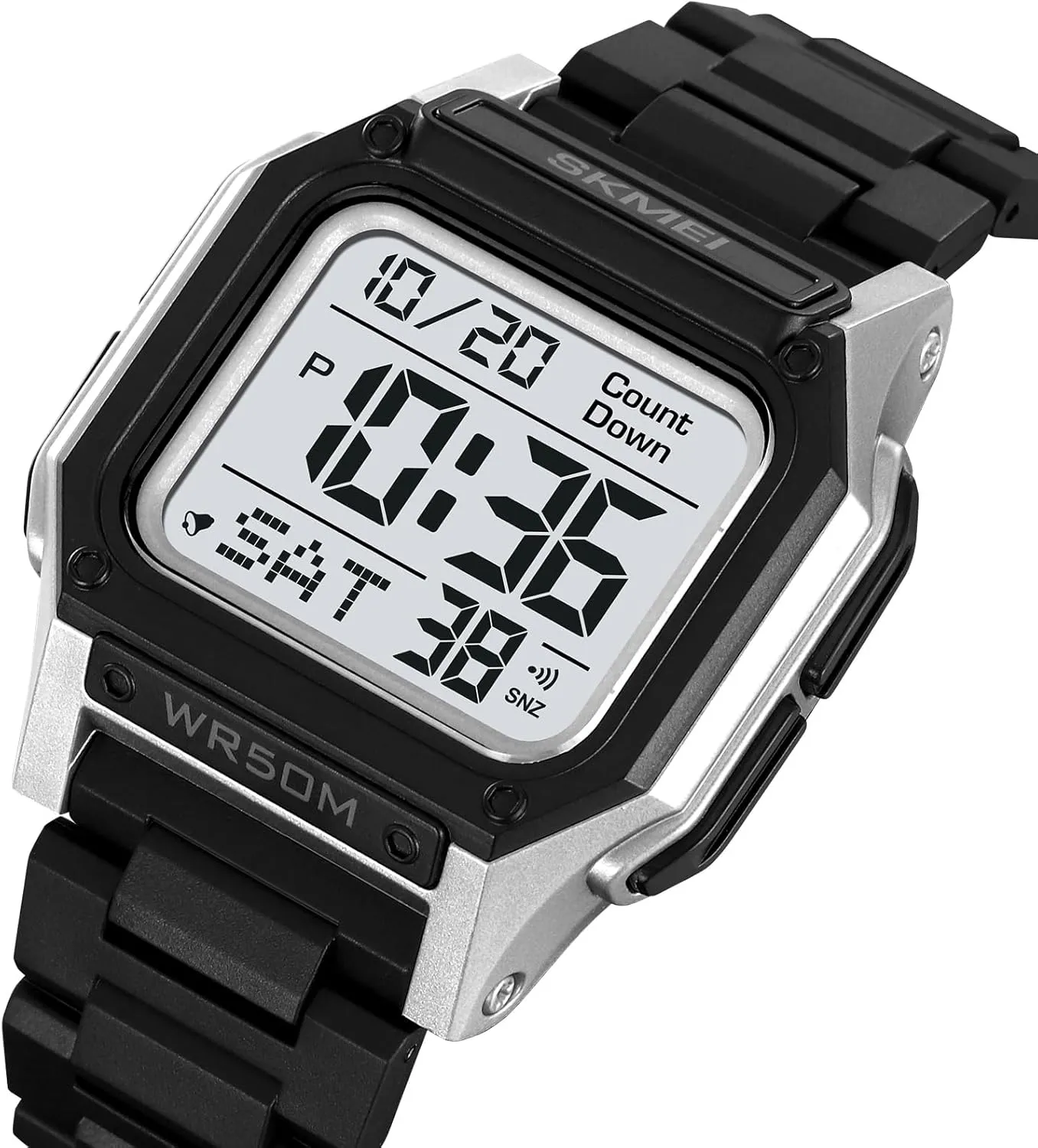 LED Back Light Waterproof Watch Student Outdoor Electronic Watch FANMIS Men's Military Sports Watch Multi-Functional Digital Square Face Electronics interpret Watches 