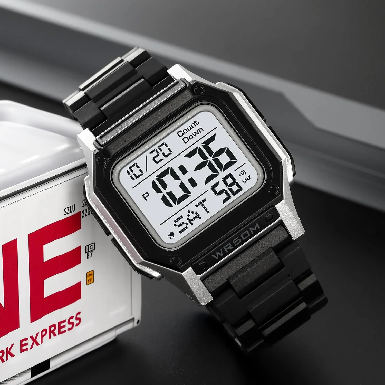 LED Back Light Waterproof Watch Student Outdoor Electronic Watch FANMIS Men's Military Sports Watch Multi-Functional Digital Square Face Electronics interpret Watches 
