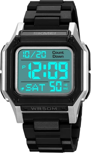 LED Back Light Waterproof Watch Student Outdoor Electronic Watch FANMIS Men's Military Sports Watch Multi-Functional Digital Square Face Electronics interpret Watches 