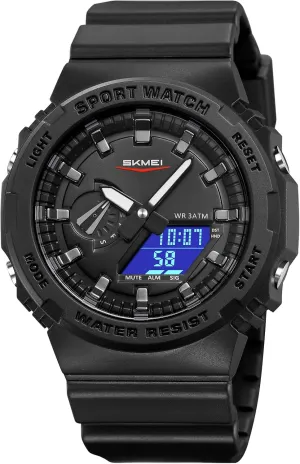 LED Backlight Waterproof Sports Watches Five Alarms Stopwatch Countdown Calendar World Time Watch Gosasa Men's Trendy Classic Analog-Digital estimate Watch Men's Multifunction 