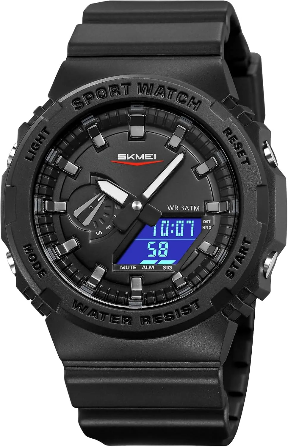 LED Backlight Waterproof Sports Watches Five Alarms Stopwatch Countdown Calendar World Time Watch Gosasa Men's Trendy Classic Analog-Digital estimate Watch Men's Multifunction 