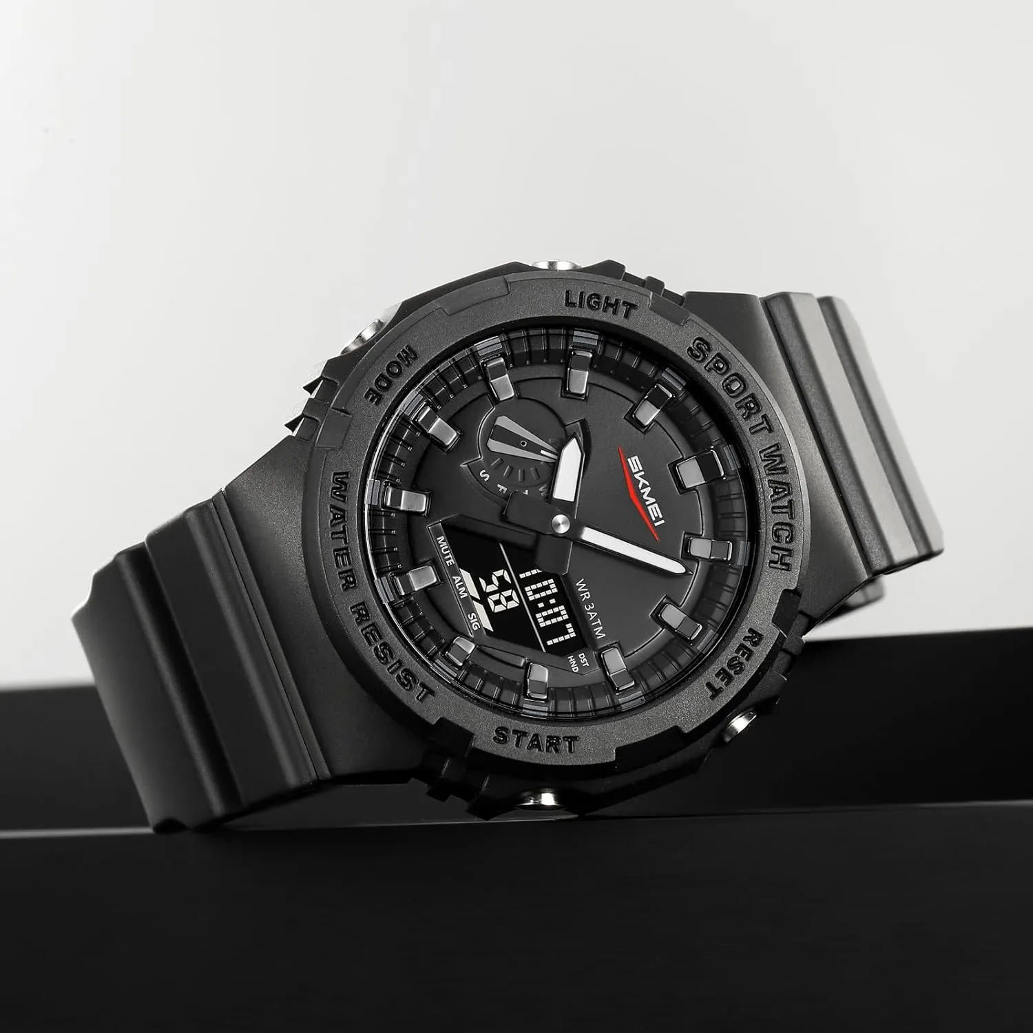 LED Backlight Waterproof Sports Watches Five Alarms Stopwatch Countdown Calendar World Time Watch Gosasa Men's Trendy Classic Analog-Digital estimate Watch Men's Multifunction 