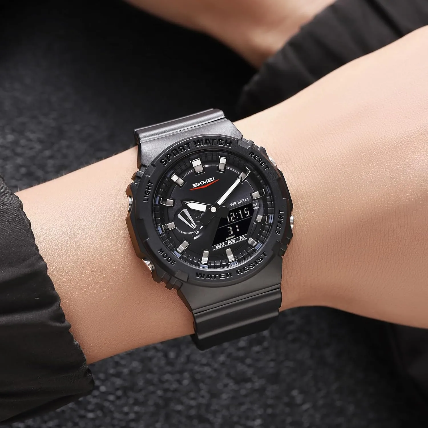LED Backlight Waterproof Sports Watches Five Alarms Stopwatch Countdown Calendar World Time Watch Gosasa Men's Trendy Classic Analog-Digital estimate Watch Men's Multifunction 