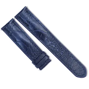 leg watch strap (With Steel Folding Clasp, 20mm) Ostrich watch strap ribbon Ostrich watch band handmade watch straps, Navy Blue ostrich 