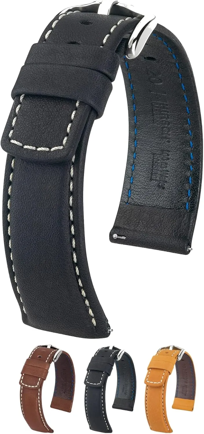 Length - Attachment Width/Buckle Width - Quick Release Watch Band Hirsch Mariner Calf Leather Watch Strap raft candle drift - Water Resistant - 18mm, 20mm, 22mm, 24mm - 