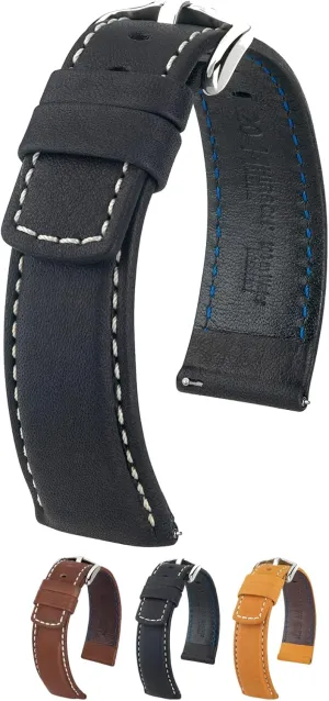 Length - Attachment Width/Buckle Width - Quick Release Watch Band Hirsch Mariner Calf Leather Watch Strap raft candle drift - Water Resistant - 18mm, 20mm, 22mm, 24mm - 