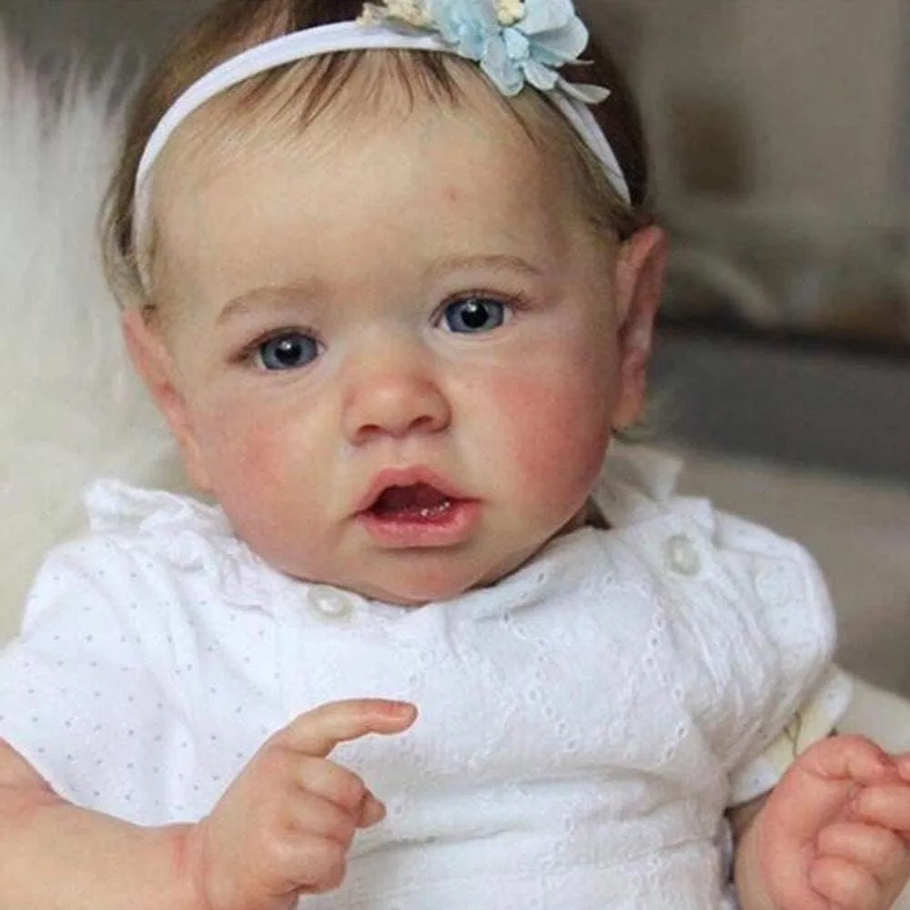 Lifelike Dolls in Soft Vinyl and Weightd Body for Daughter Reborn Baby Dolls Girls with Opened Blue Eyes 18 Inch Handmade Realistic till Newborn 