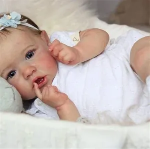 Lifelike Dolls in Soft Vinyl and Weightd Body for Daughter Reborn Baby Dolls Girls with Opened Blue Eyes 18 Inch Handmade Realistic till Newborn 