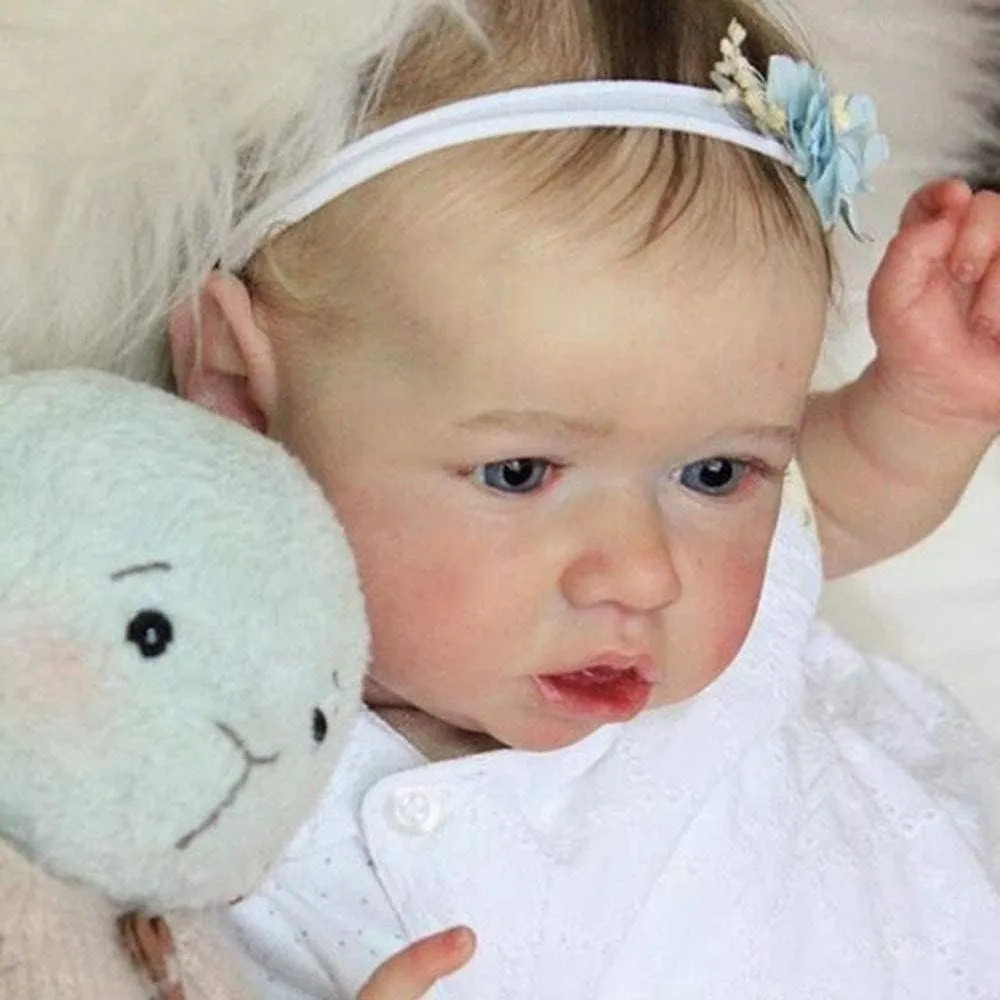 Lifelike Dolls in Soft Vinyl and Weightd Body for Daughter Reborn Baby Dolls Girls with Opened Blue Eyes 18 Inch Handmade Realistic till Newborn 