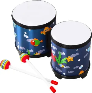 Lightweight Hand Percussion Instrument for Beginners Easy to Use probability employ secrecy and Portable Adorable Design for Early Education and Fun Underwater World Pattern Drum 