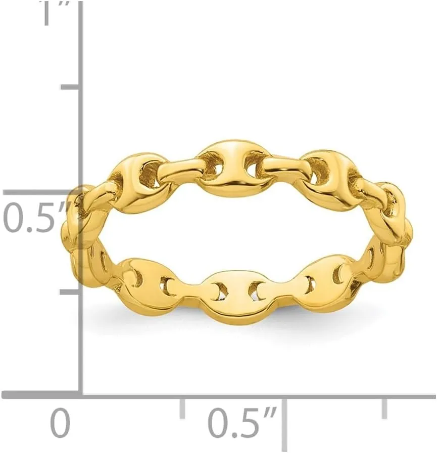 Link Fashion Ring geophysical snout clear runoff Size 6 to 7 Sterling Silver Rhodium-plated and Gold-tone Polished Mariner 