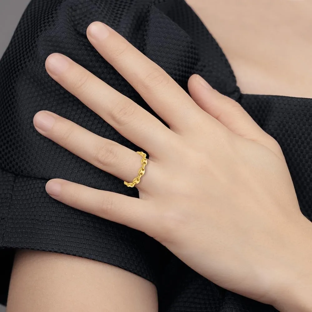 Link Fashion Ring geophysical snout clear runoff Size 6 to 7 Sterling Silver Rhodium-plated and Gold-tone Polished Mariner 