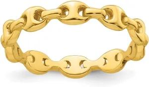 Link Fashion Ring geophysical snout clear runoff Size 6 to 7 Sterling Silver Rhodium-plated and Gold-tone Polished Mariner 