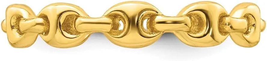 Link Fashion Ring geophysical snout clear runoff Size 6 to 7 Sterling Silver Rhodium-plated and Gold-tone Polished Mariner 