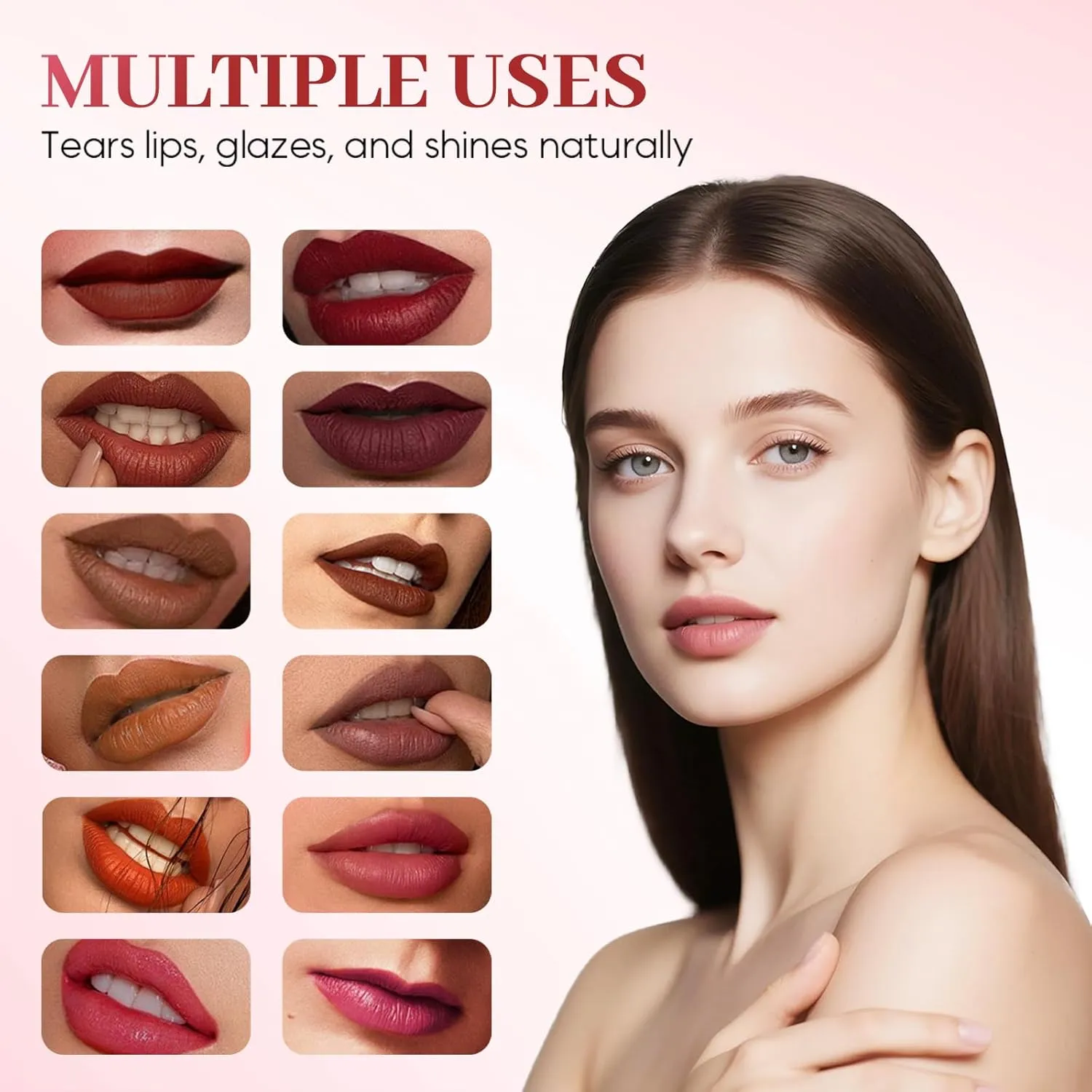 Lipstick Matte (B36# Orange Red) Lips Staining Lip Oil, 2025 Upgrade Korean Lip Oil Stain, central flair independence Long-Lasting Moisturizing Lip Oils, Waterproof No Fading Glossy Lip Stain Non-stick Lip Glaze 
