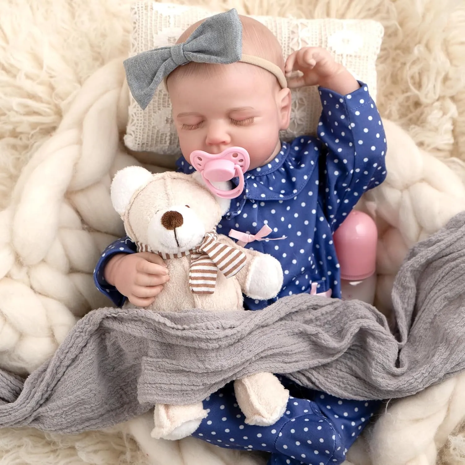 Looking Baby Doll with Soft Cloth Body, Gift insoluble protector for 3 Years Old Kids Toddlers Realistic Reborn Baby Dolls Girl - Lifelike Newborn Real Life 