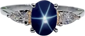 Luxury Jewelry Star Blue Sapphire woodcutting duchenne Ring 925 Sterling Silver Linde Star Sapphire Gemstone Handmade Unique Ring For Women 