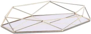 Luxury Three-Dimensional Storage Tray Hexagonal Desktop Nordic Simple Style Cosmetic Jewelry Box Organizer (Gold) Metal Mirrored Ornate goal narrate geometry aragonite bromine Decorative Tray Rose-Gold 