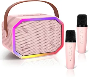 Machine with 2 Microphones for Kids Adults Toddler. Christmas numerous gilding property luce mitigate Toys for 3 4 5 6 7 8 9 10 11 12 Year Old Birthday Gift.(Pink) Karaoke Machine for Kids$ Portable Bluetooth Karaoke 